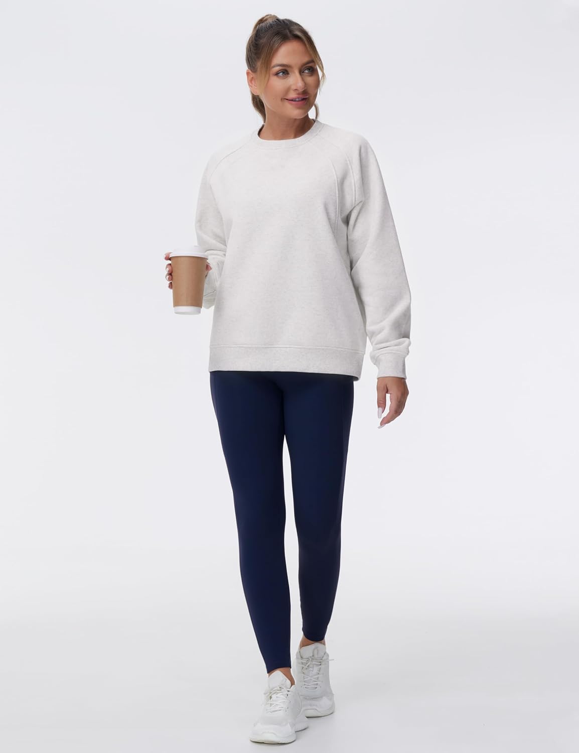 THE GYM PEOPLE Women's Oversized Fleece Sweatshirts Loose Fit Crewneck Long Sleeve Pullover Tops - Image 6