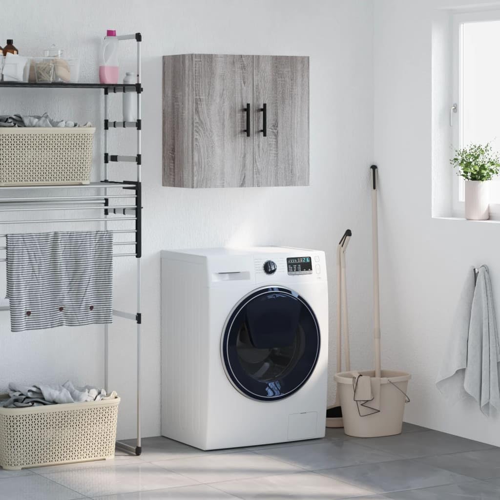 Armoire murale bois gris Sonoma meuble de rangement suspendu compartiment porte cuisine bureau
