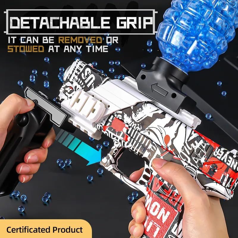 Image of Gel Blaster Automatic Toy Gun /Electric Outdoor Toy Machine Gun for Kids /Water Ball Pistol for Kids-Adults /Shooting Range Upto 70 feet Gun with 10000 Gel Balls - (Red & White)