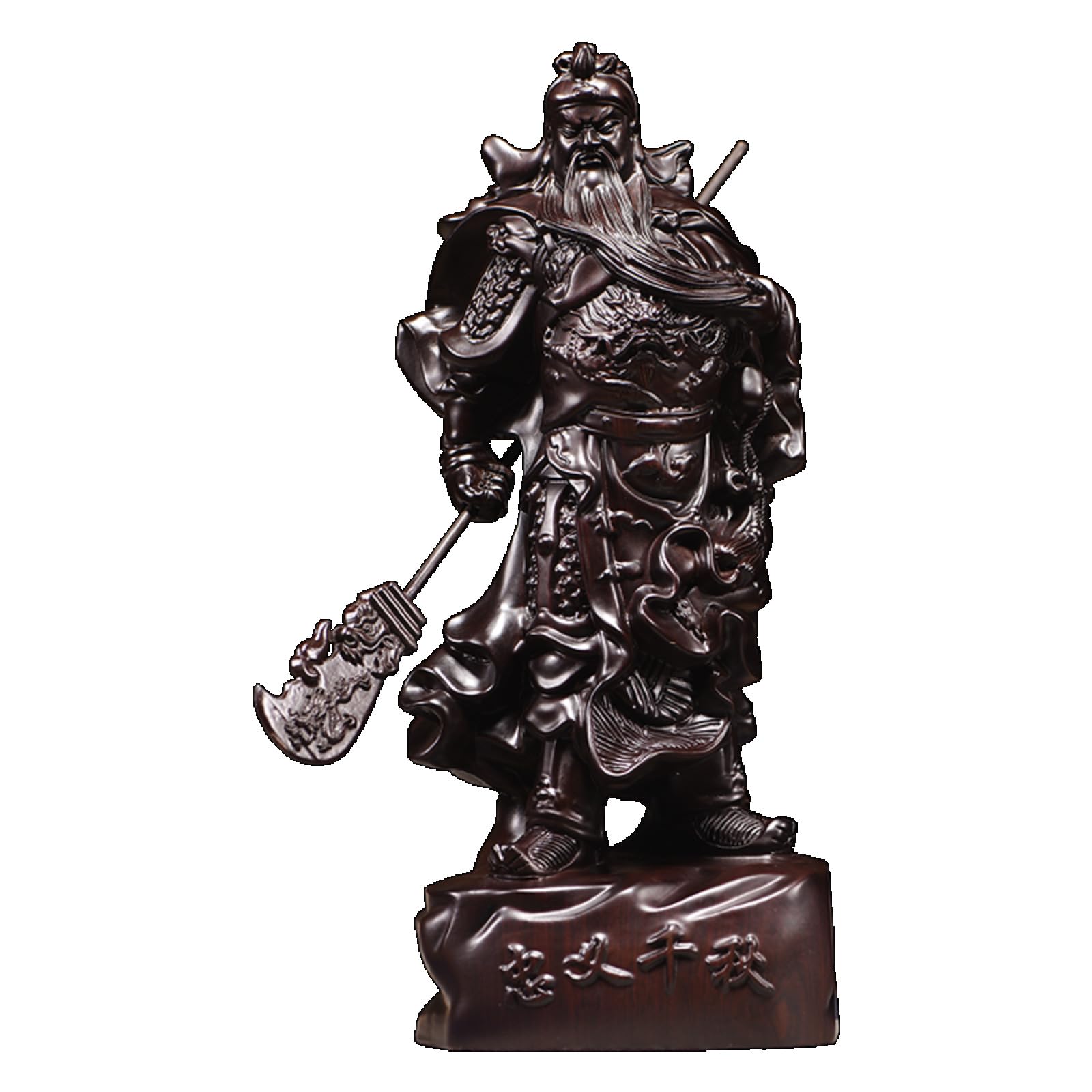 Aottsd Black Zodiac Dragon Figurine Wood Carved Chinese Desktop Room Decor 15Cm