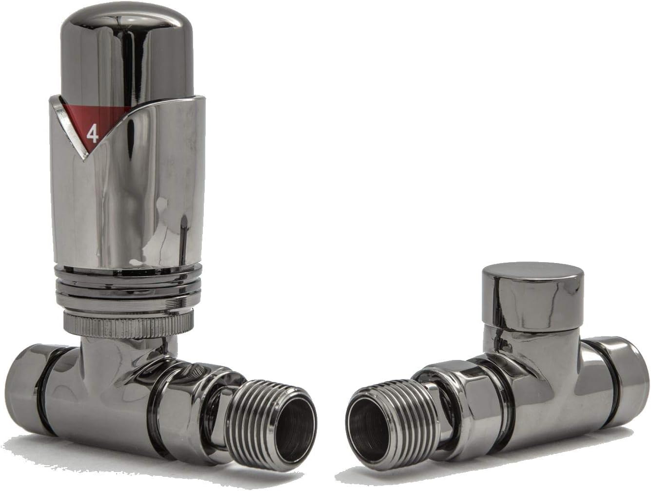 Black Nickel Marella 3 Modern Thermostatic Radiator Valve Straight TRV. Includes Straight TRV Body, Wheel Head & Lock Shield for Quick & Easy Temperature Control.
