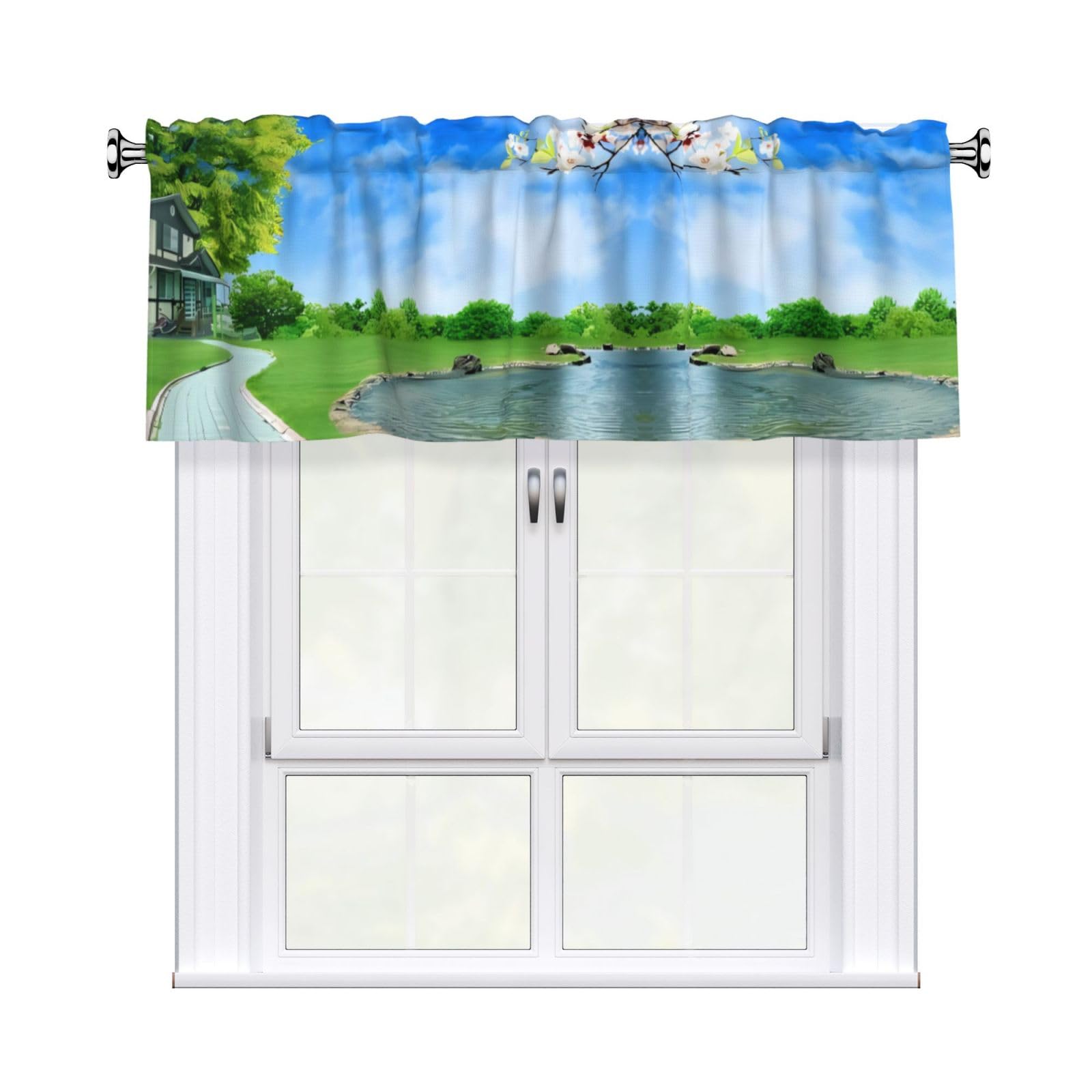 WHJDPP Natural Prints Charming Kitchen Window Cover – 54x18 Inch Peach Skin Valance with Decorative Print