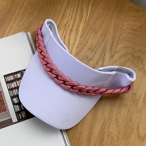 MEYLEE Sun Hat Brim Sombrero para el Sol Mujer Playa Visera Sombreros Chica # 39; s Cadena Ajustable Visera Protección UV Top Vacío Tenis Golf Correr Protector Solar Sombrero 56-58 cm Blanco Cover