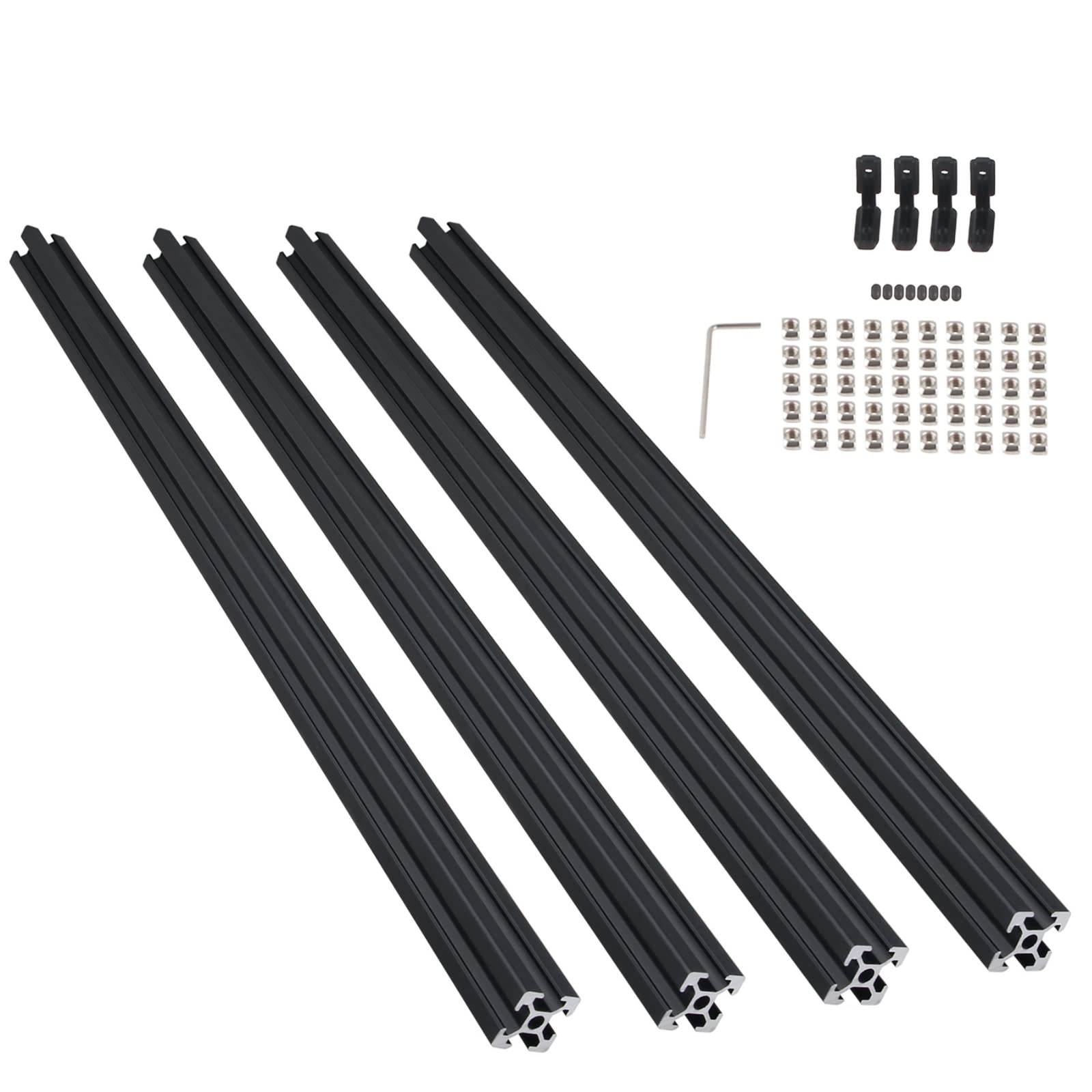 CNCYEAH Aluminum Profile Extrusion 2020 800m 4PCS T Slot Black European Standard Anodized CNC Aluminum Profile 4 Sets connectors 50PCS Nuts 1PC
