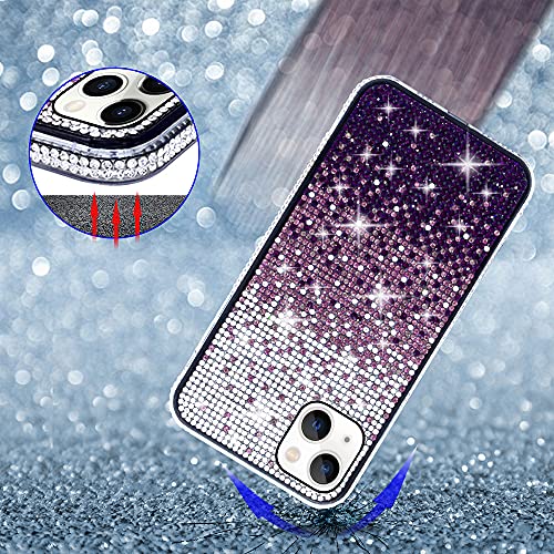 Coque iPhone 14 violette strass brillants LUVI faite main - 5