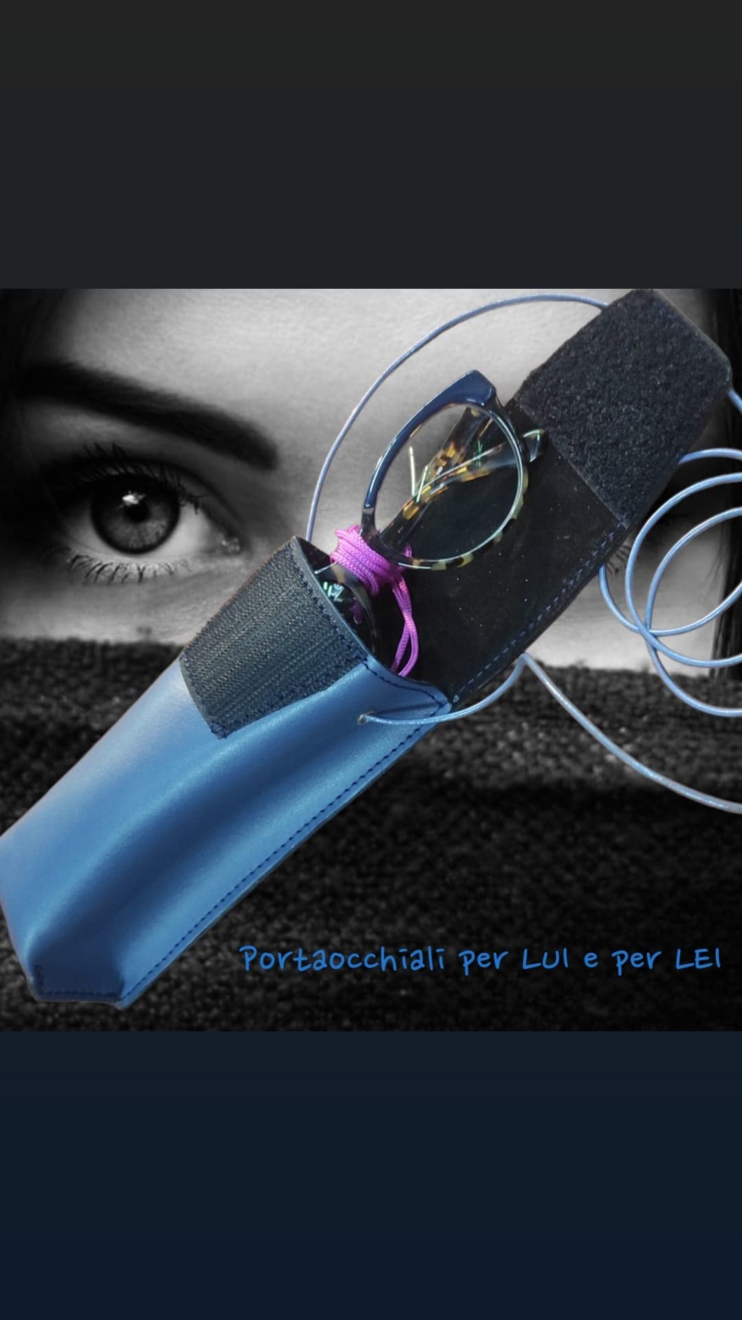 Portaocchiali da collo in pelle unisex custodia per occhiali