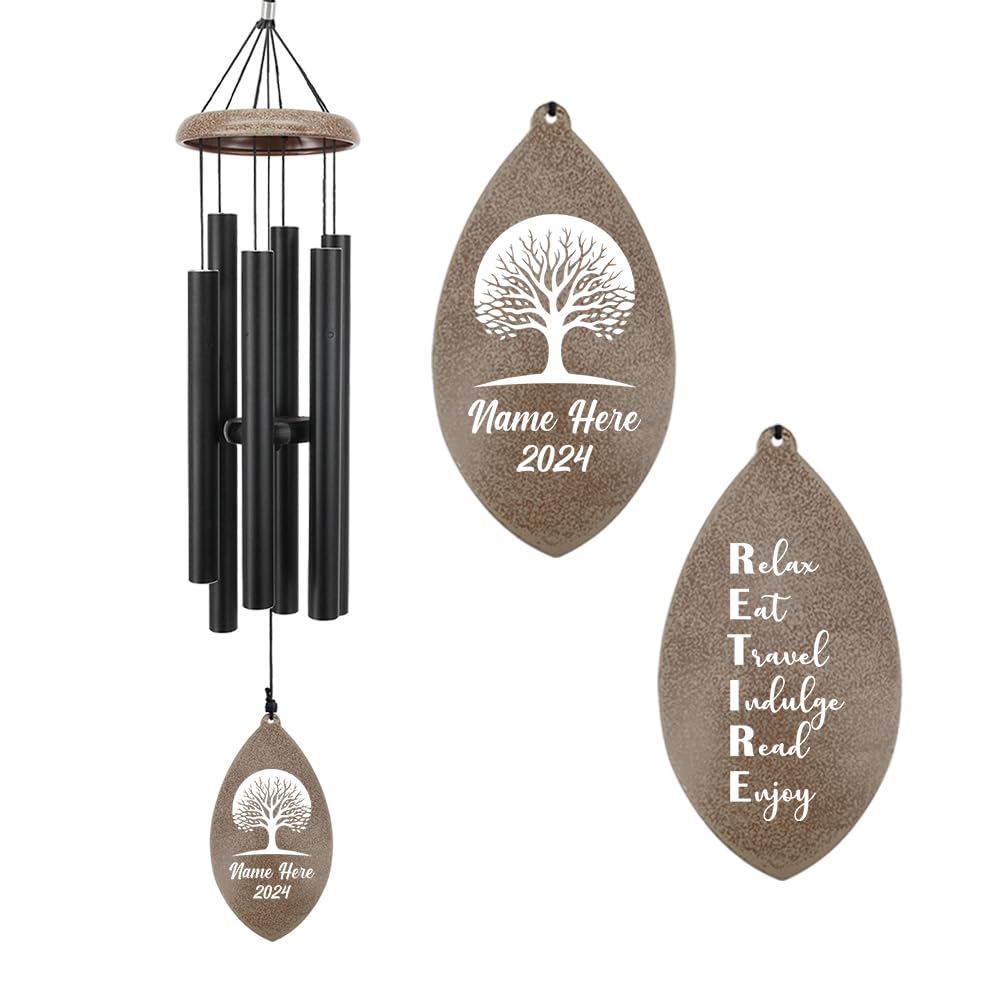 ASTARIN Personalized Happy Retirement Gift, Custom Name Retirement Wind Chimes for Women Men, 35" Large Deep Tone Wind Chime Retire Gifts for Teacher Co-Workers Friends Parents