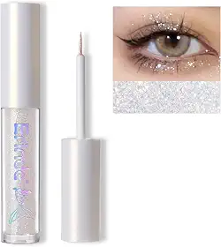 Erinde Delineador de sombra com glitter líquido, maquiagem coreana brilhante sob a sombra, metálico brilhante, leve, impermeável, uso prolongado, cola solta para maquiagem de olhos com cristais de