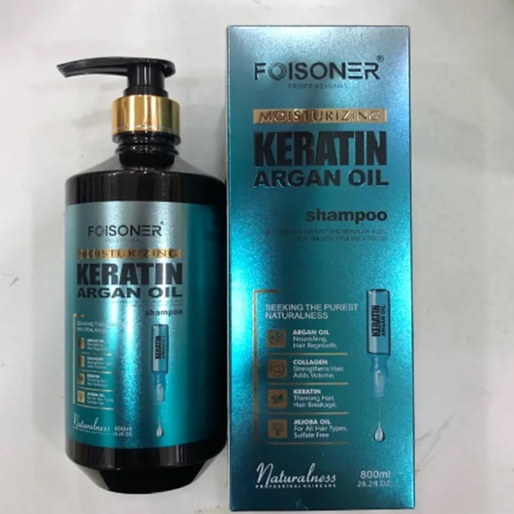 Pack Keratina Profesional FOISONER con Aceite de Argán – Champú, Acondicionador, Mascarilla y Sérum – Tratamiento Hidratante, Reparador y Antifrizz – Cabello Suave, Liso y Brillante