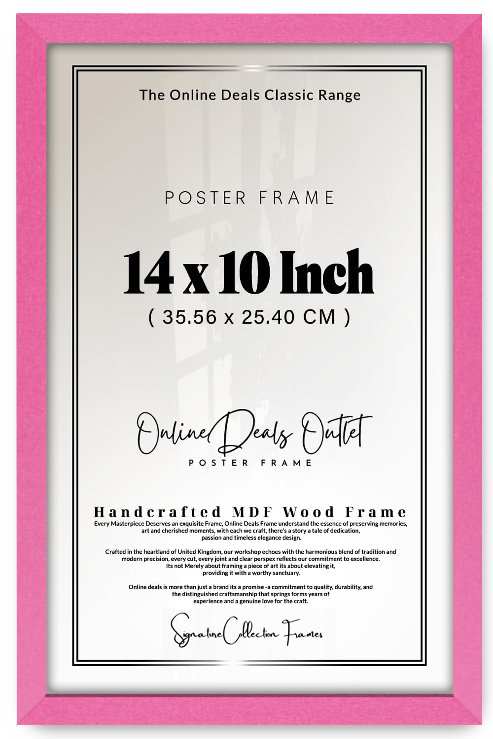 Online Deals | MDF Picture Frame (35.56 x 25.40 CM) 10 x 14 Inch for Spiritual Wall Hangings & Devotional Art, Elegant MDF Build, Secure Hooks for Wall Décor [ Pink ] — image 1