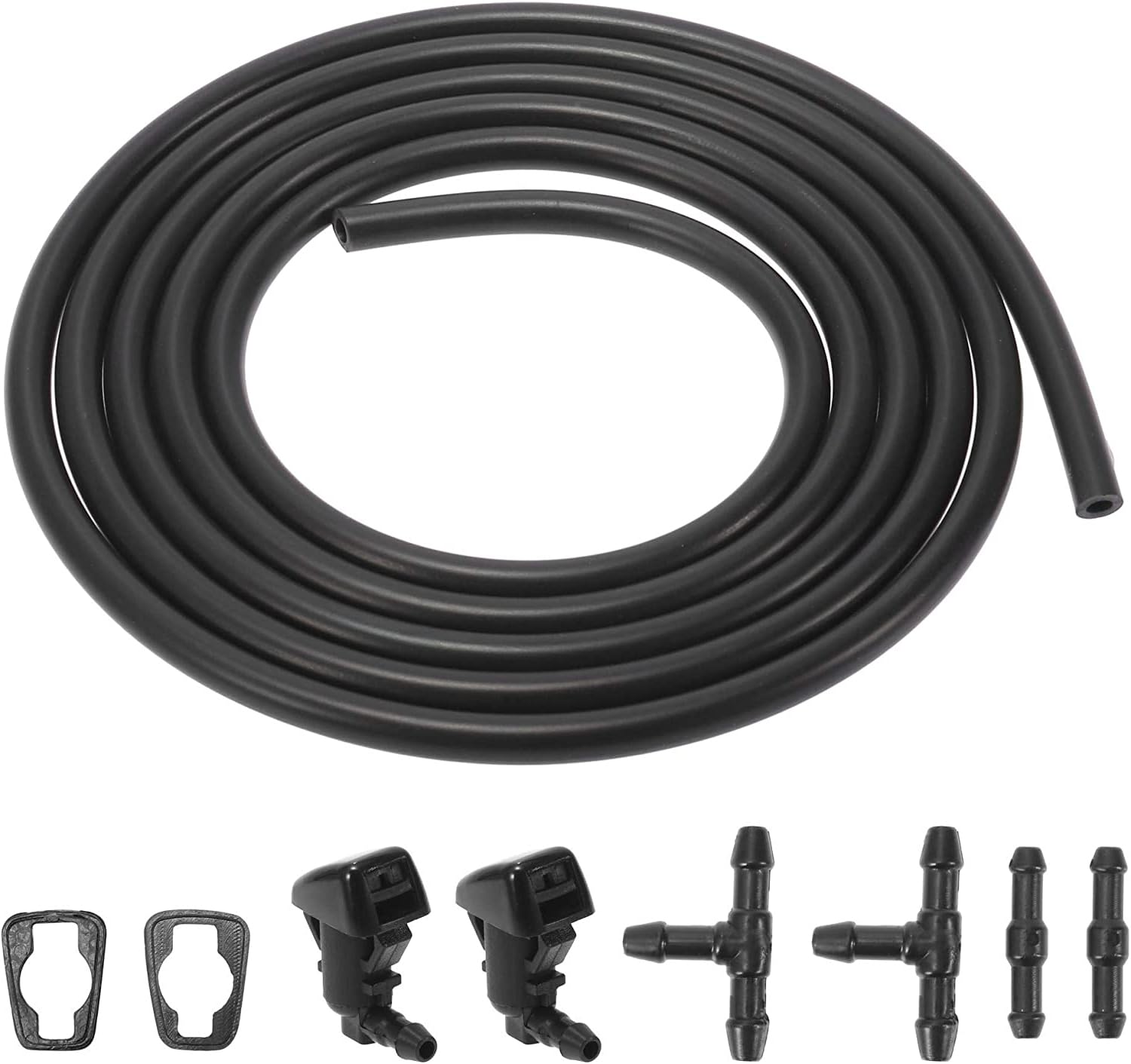 MACHSWON 2 Meters Windshield Washer Hose with 2pcs Connectors Replaces 7C3Z17603A 7pcs Front Windshield Washer Nozzles for Ford F250 F350 F450 F550 Super Duty