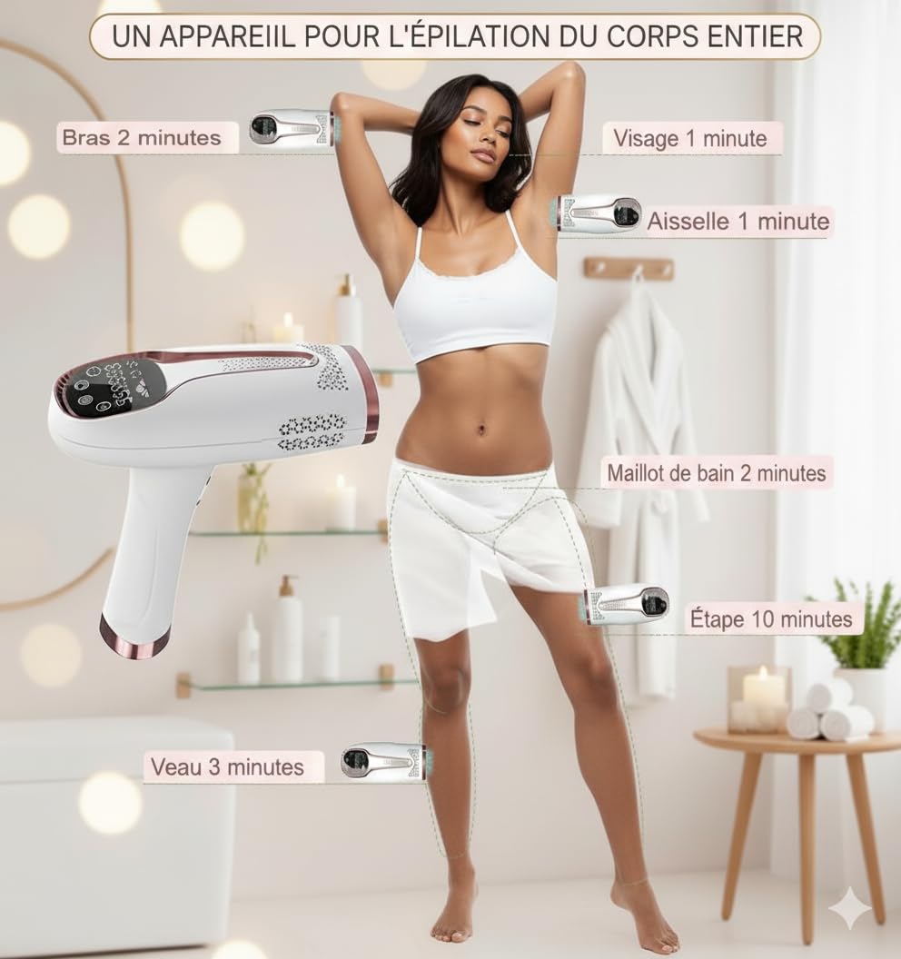 Epilatore a Luce Pulsata IPL 3-in-1, 999 999 flash, raffreddamento, 9 livelli, epilazione definitiva viso corpo ascelle zona bikini, donna & uomo, grande schermo LCD, epilatore laser epilatore lazer