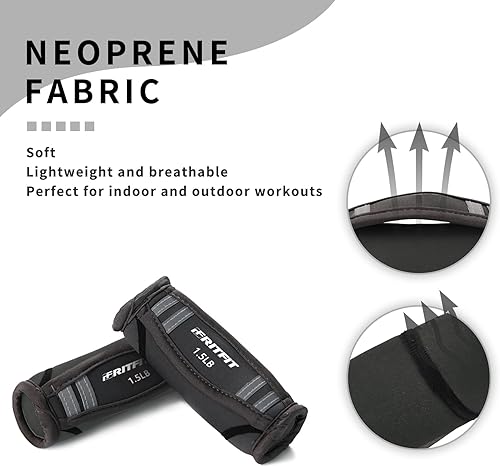 Miniatura 4 de RitFit Juego de pesas de mano de neopreno suave, 0.5 libras, 0.75 libras, 1 par, mancuernas para caminar para mujeres y hombres con correas