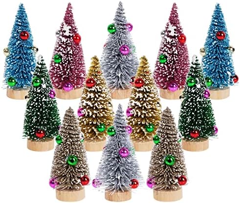Yookat 12Pcs Mini Christmas Trees Small Sisal Trees Mini Pine Tre...