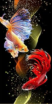 Amazon | DIY 5D ダイヤモンドペインティングキット 美しい金魚 明るい