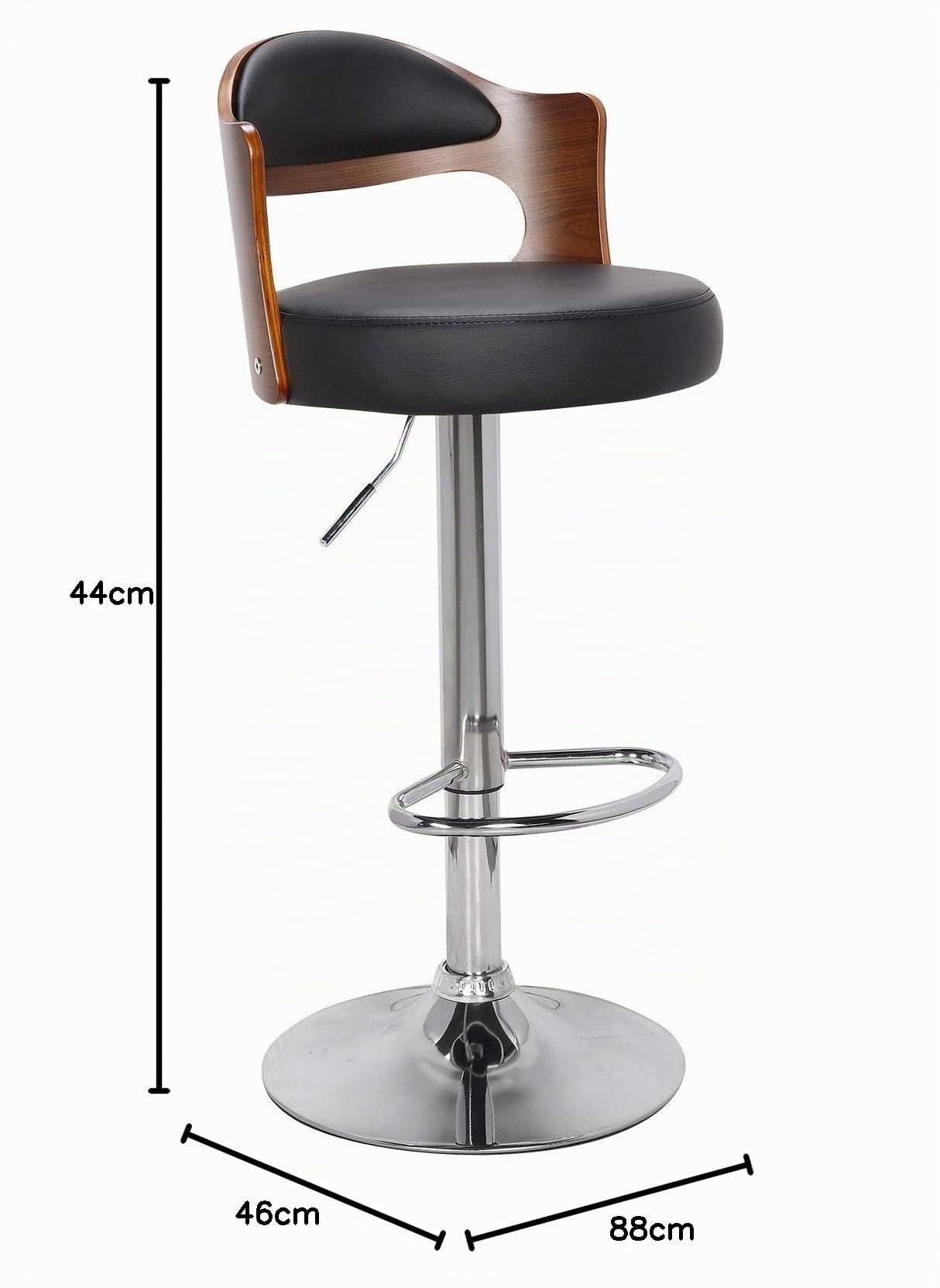 Menzzo Lot de 2 Chaises de Bar Ruben Bois Noisette et Noir – Assise en Simili Cuir – Style Industriel – Structure Bois et Métal – Chaises Hautes pour Cuisine et Îlot Central