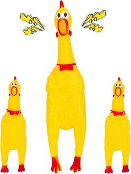 MCPINKY 3PCS Chicken Dog Toys, Squeaky Chicken Toys Screaming Prank Novelty Gifts for Prank Noise Maker