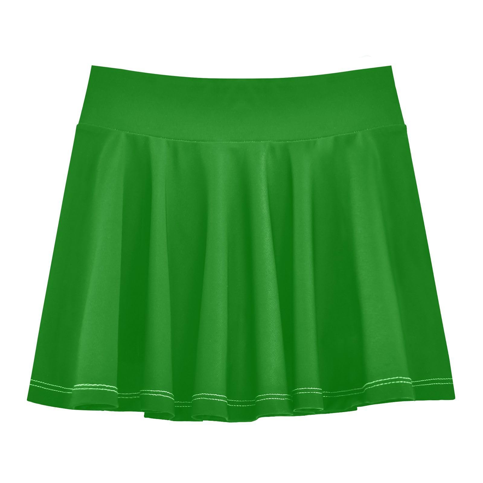 Yuiboo Falda deportiva verde con pantalones cortos, faldas de golf para niñas, falda plisada