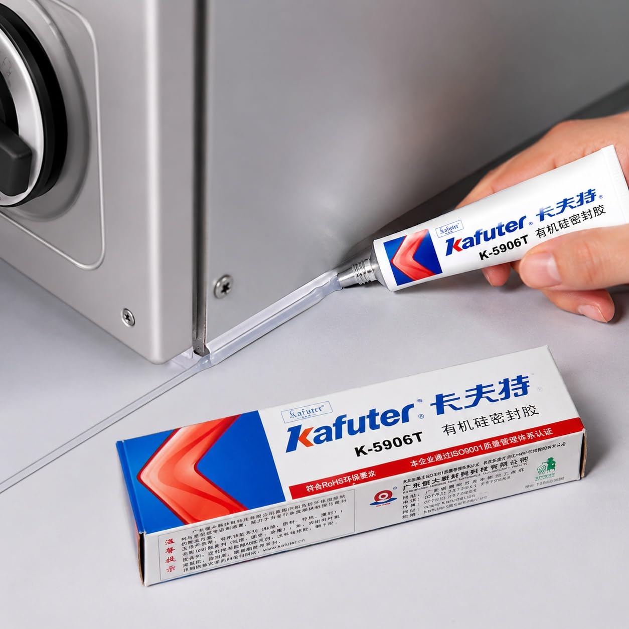 VIDOO Kafuter K-5906T Neutralny Niekorozyjny Klej Elektroniczny, Przezroczysta Tiksolotropowa Spoina Silikonowa do Uszczelniania Urządzeń Domowych - 300ml