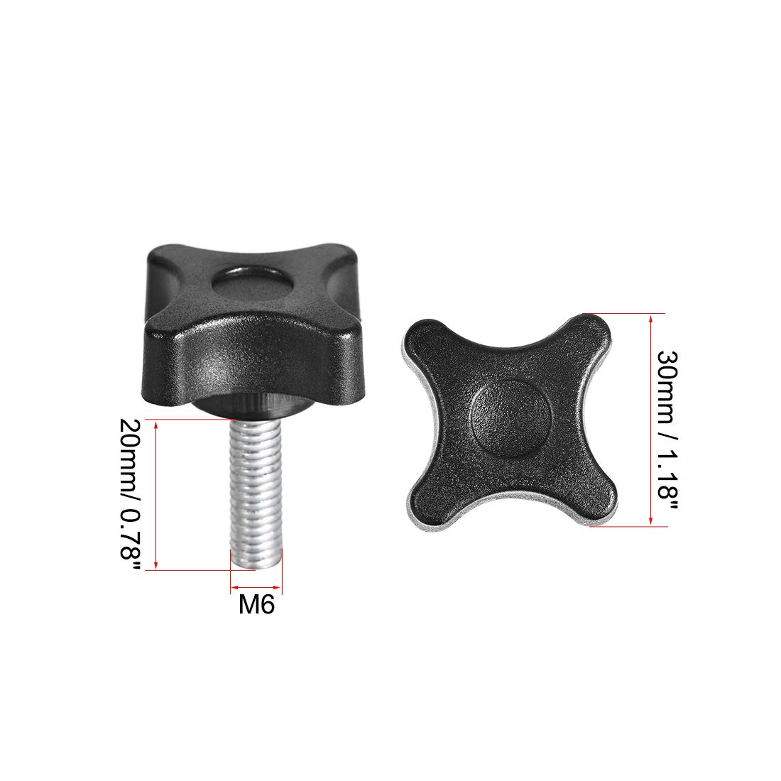 Sourcing Map Bouton Serrage Molette M5 X 16mm Filetage Mâle - Lot De 5 Pièces