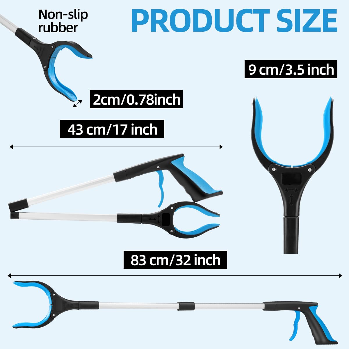 81.3 cm Grabber Reacher Składany Aluminiowy Ciężki Trwały Lekki Chwytak Ręczny dla Starszego Asystenta Reachingu (1)