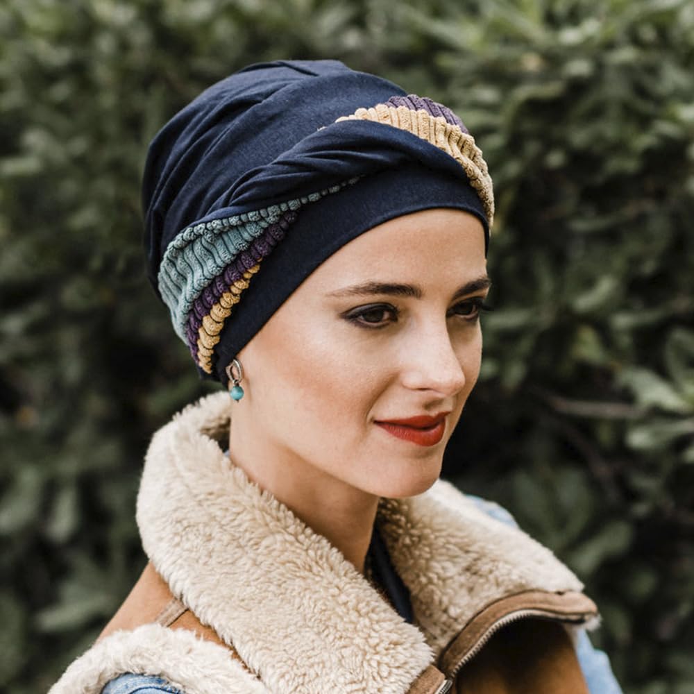CAREBELL Turbante oncológico Modelo Elegance – diseño Hippie en bambú Suave y Transpirable, Especial para quimioterapia, Alopecia y Pieles sensibles