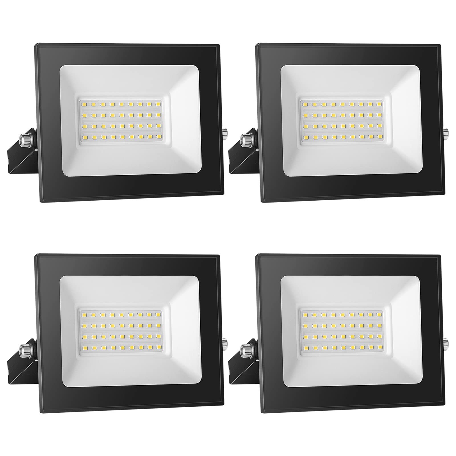 loyal LED Floodlight 30W 4 Pack 3000LM Warm White 3000K Super Bright Outdoor LED Spotlight IP65 Waterproof Tempered Glass Garage Light for Entrance Patio Square Factory — image 1