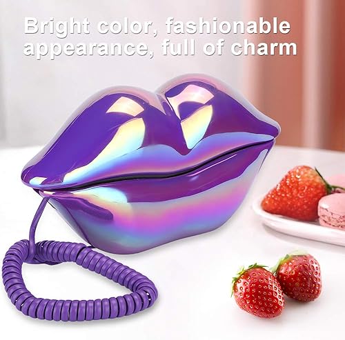 Miniatura 3 de Teléfono fijo con cable, novedoso teléfono con forma de boca, teléfono con cable vintage de la vieja escuela para el hogar, oficina, hotel,