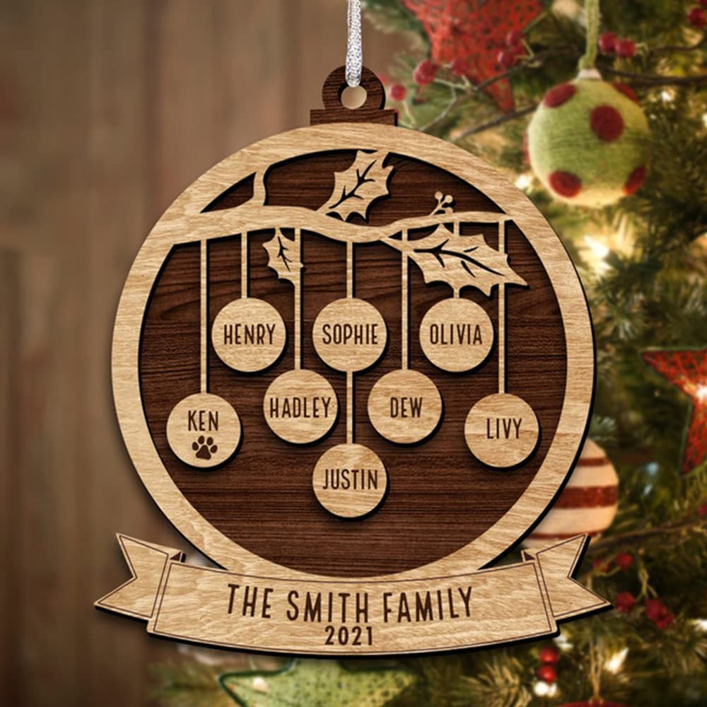 Ayurvana Weihnachtskarte Aus Holz – Personalisierbar, Mit Ornament, 16x11,4 Cm