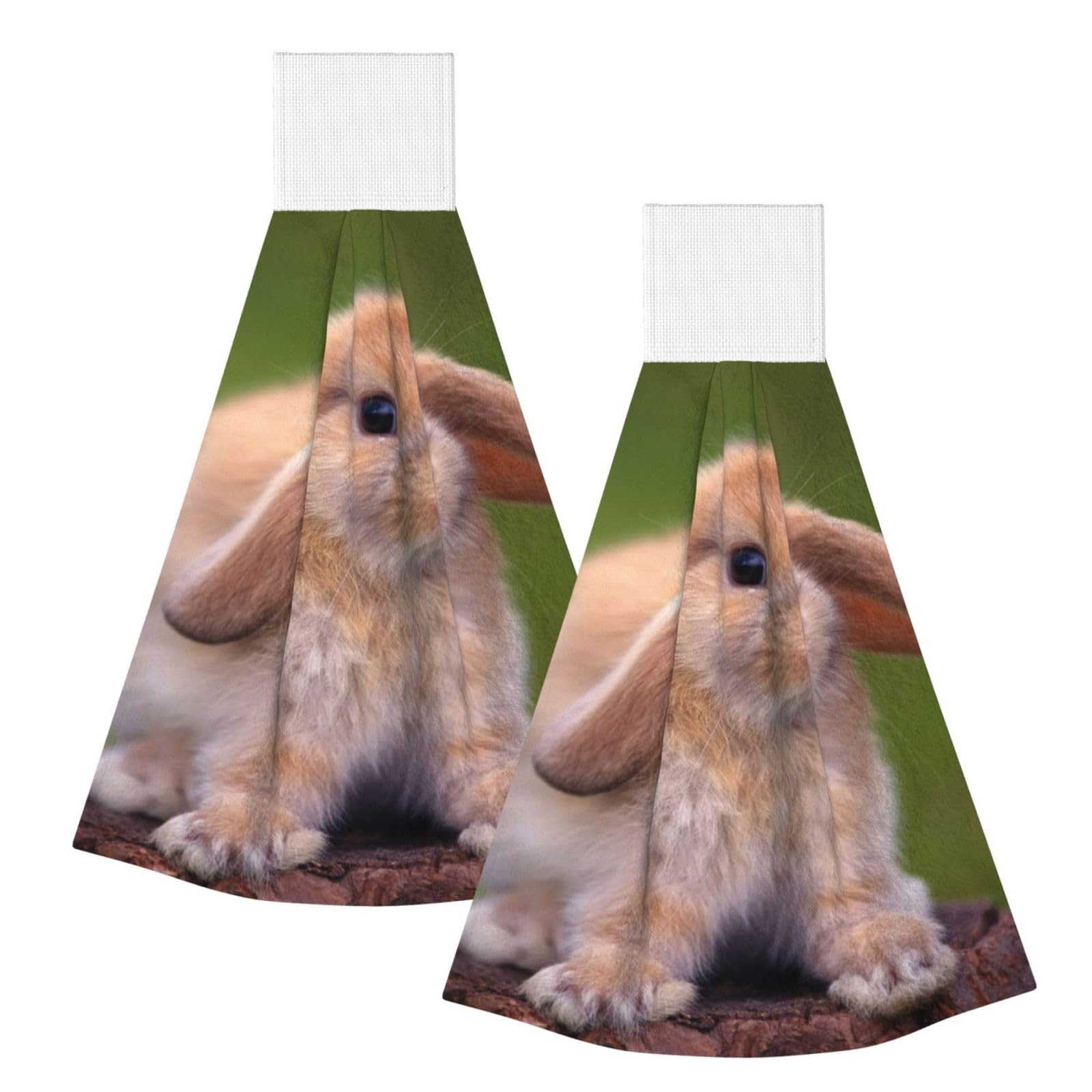 DOPKLNA Rabbit, 2 Pcs Hanging Coral Fiber Hand Towels for Bathroom, Absorbent Kitchen Towels