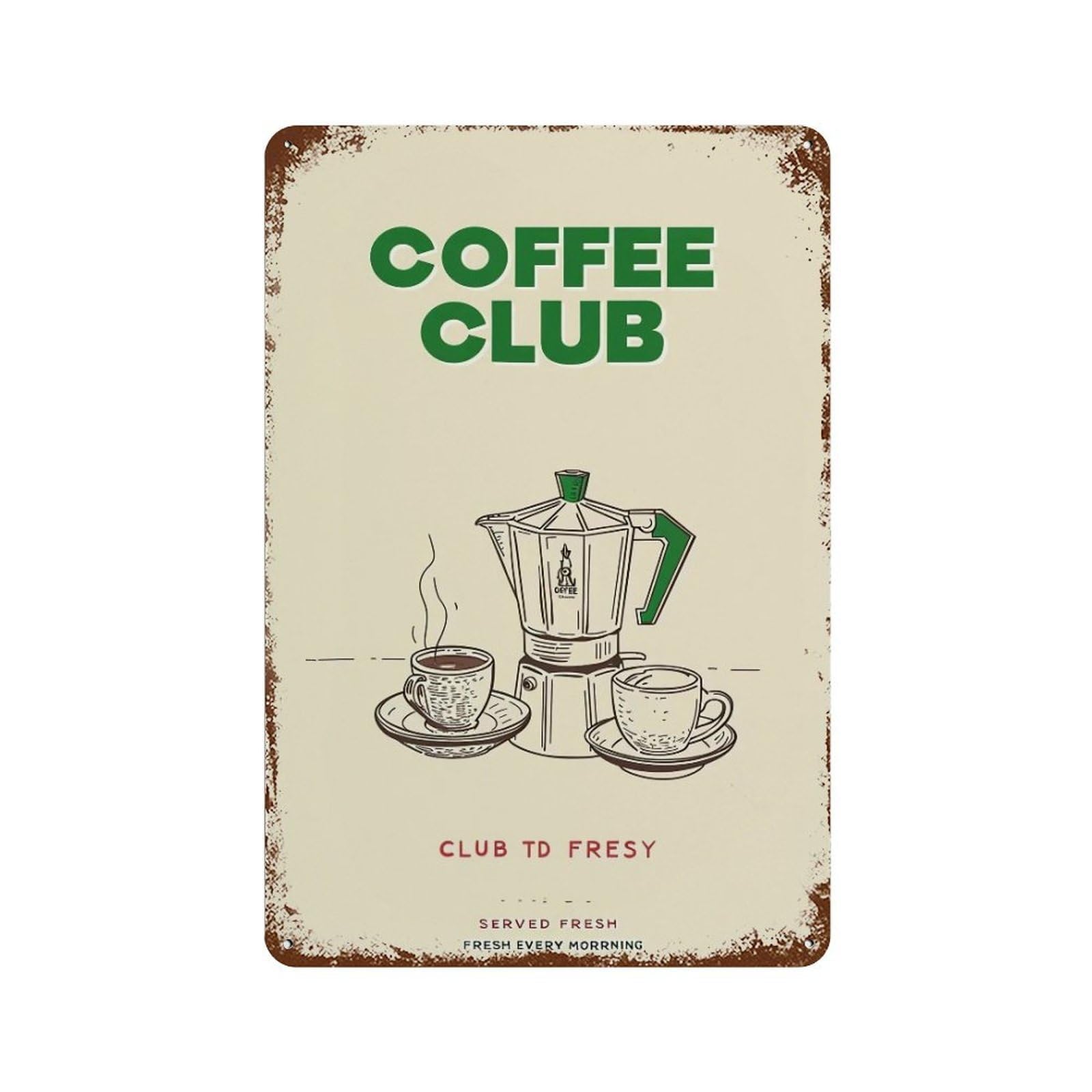 YHGERTKU Fresh Coffee Every Morning 04 Wall Art Retro Iron Vintage Metal Tin Sign Poster Modern Decor for Living Rooms Gift 30x20cm