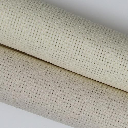 Miniatura 145 de KCS 2 piezas de tela de algodón Aida de punto de cruz contado de 15" x 18" para bordado (Lino, 14CT)