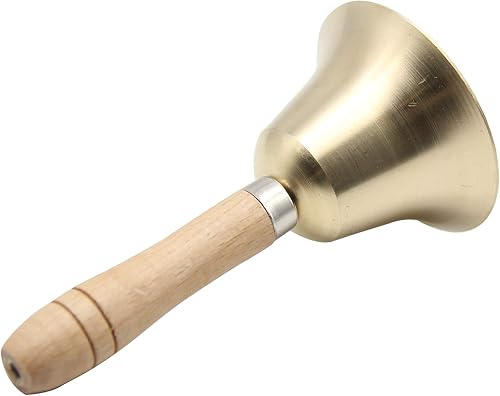 Miniatura 4 de Campana de mano para el aula, campana de Navidad de latón macizo, campana de llamada ruidosa para restaurante, campana de servicio de llamada,