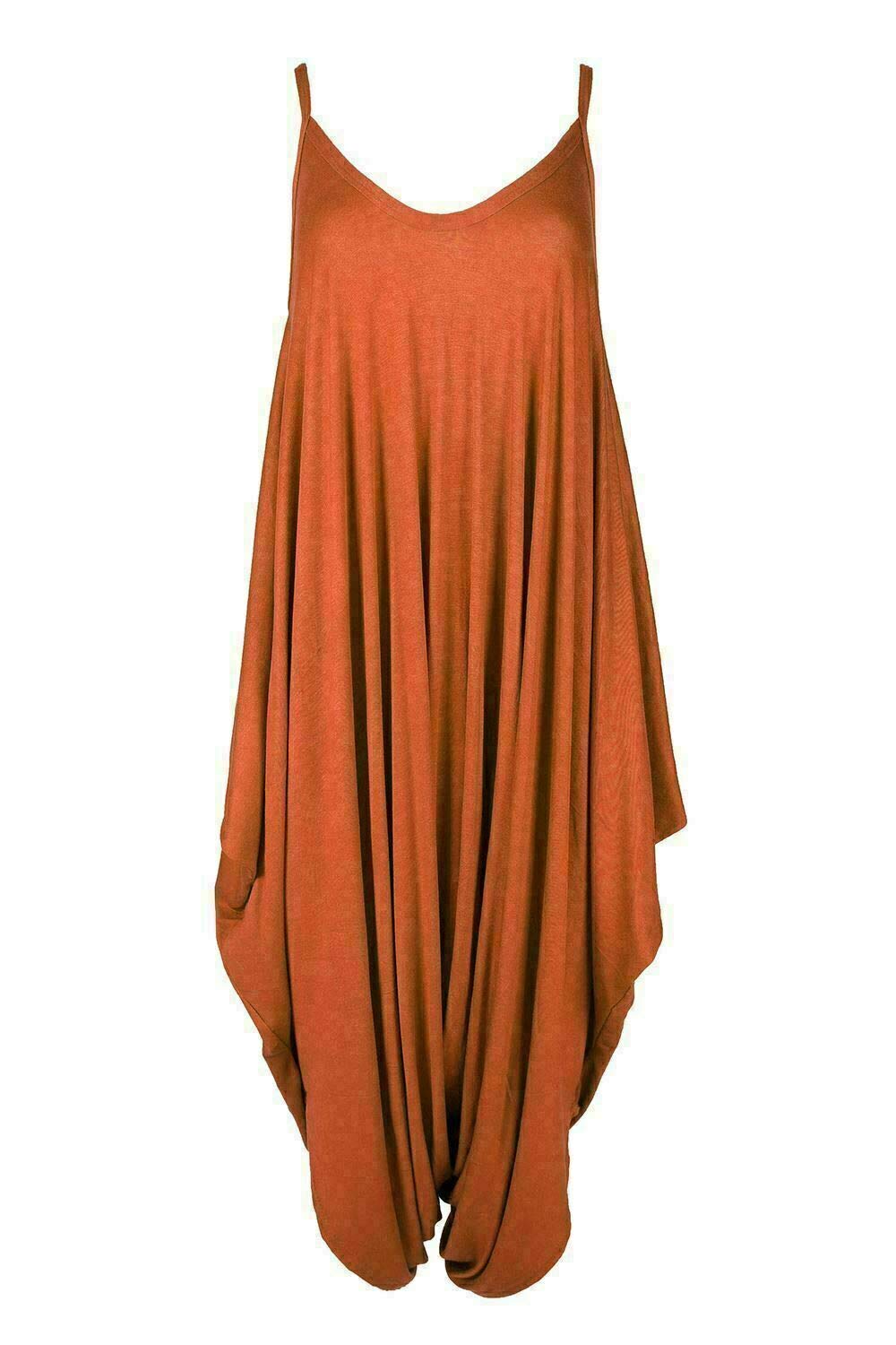 BIWTUP Womens Cami Lagenlook Romper Playsuit Harem Baggy Jumpsuit Dress (Rust, UK 12-14 M/L)