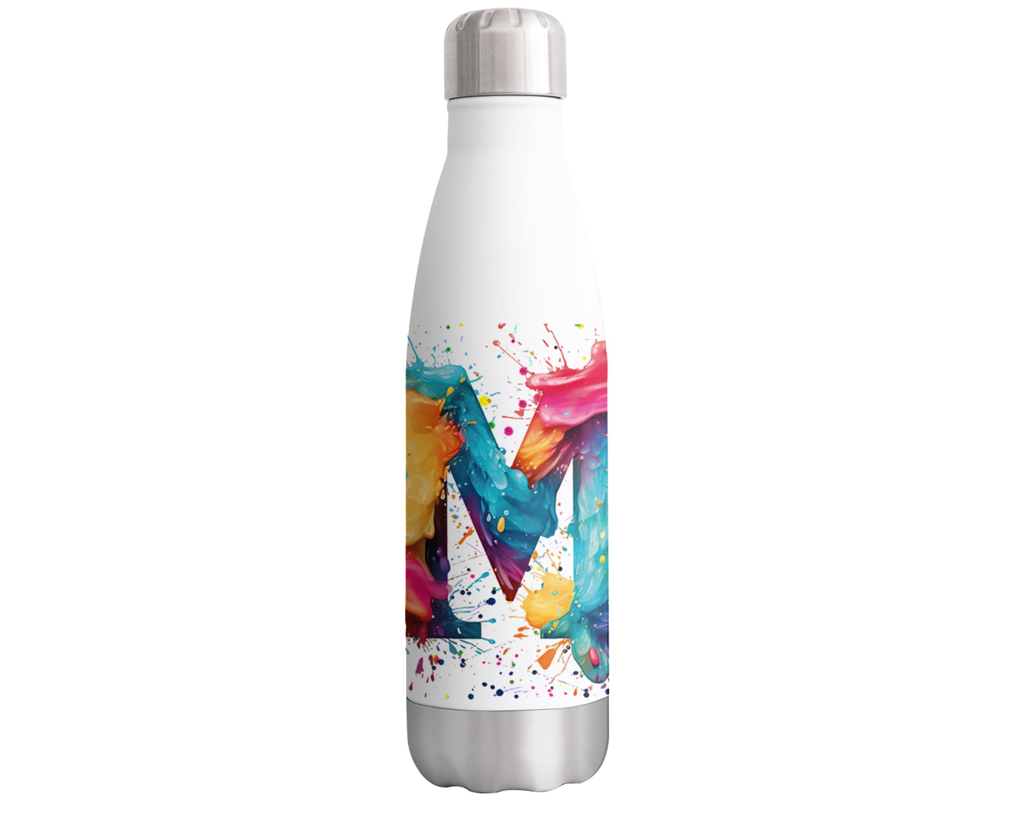 Vixar Letter M Alphabet Monogram M Watercolour Bottle double Wall insulated Stainless steel sport Drinks 500ml