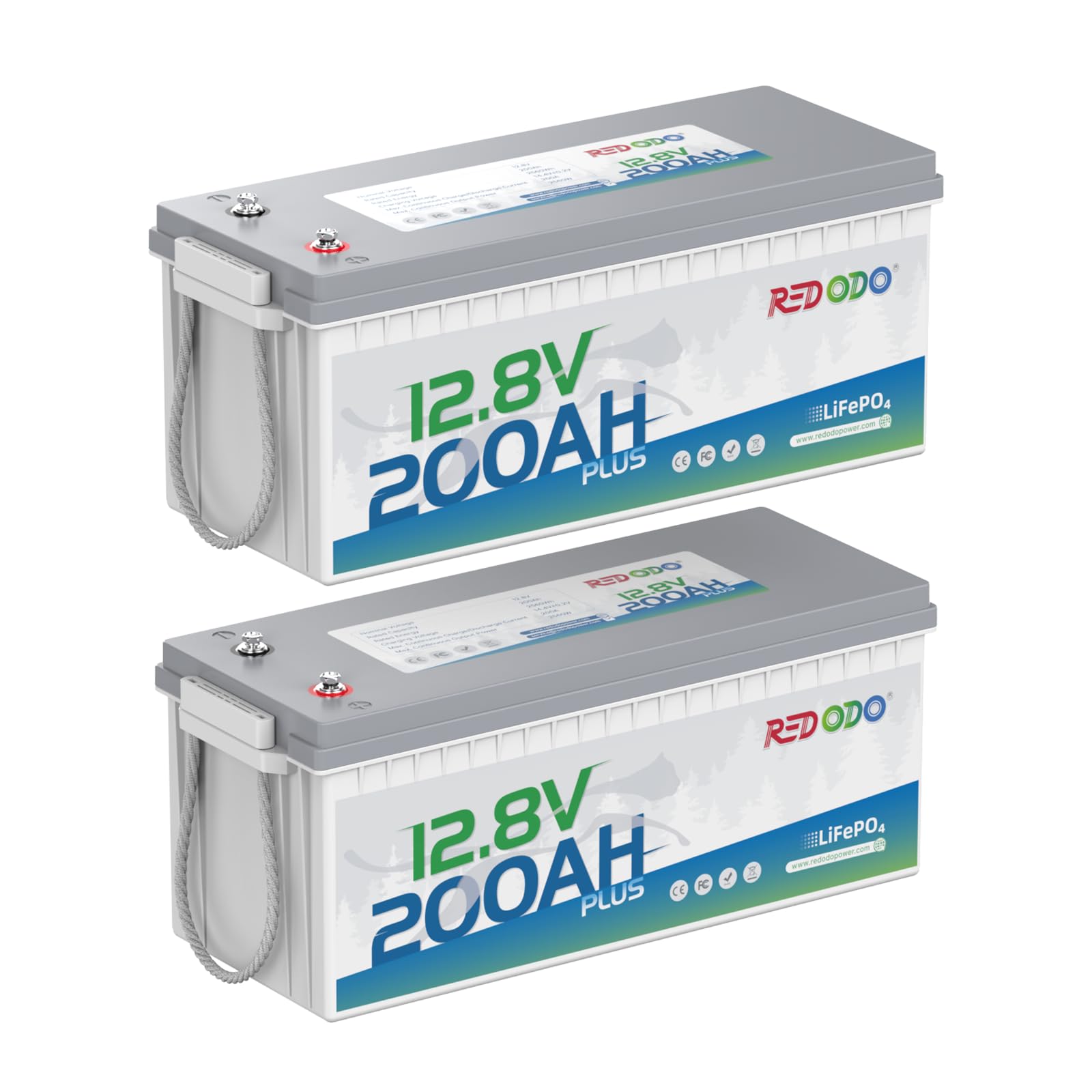 Redodo 2-Pack 12V 200Ah LiFePO4 Battery, 200A BMS, for RV, Marine, Solar