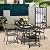 NUU GARDEN 5 Piece Outdoor Dining Set Wrought Iron Patio Furniture, 4 Stackable Dining Chairs and Square Dining Table with Umbrella Hole for Lawn, Backyard, Balcony, Black