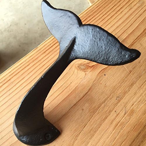 PUAK523 Wall Mounted Hook Hanger, Cast Iron Whale Tail Shaped Decorative Wall Hook Utility Hanging Hook for Coat Clothes Cap Store Display Rack