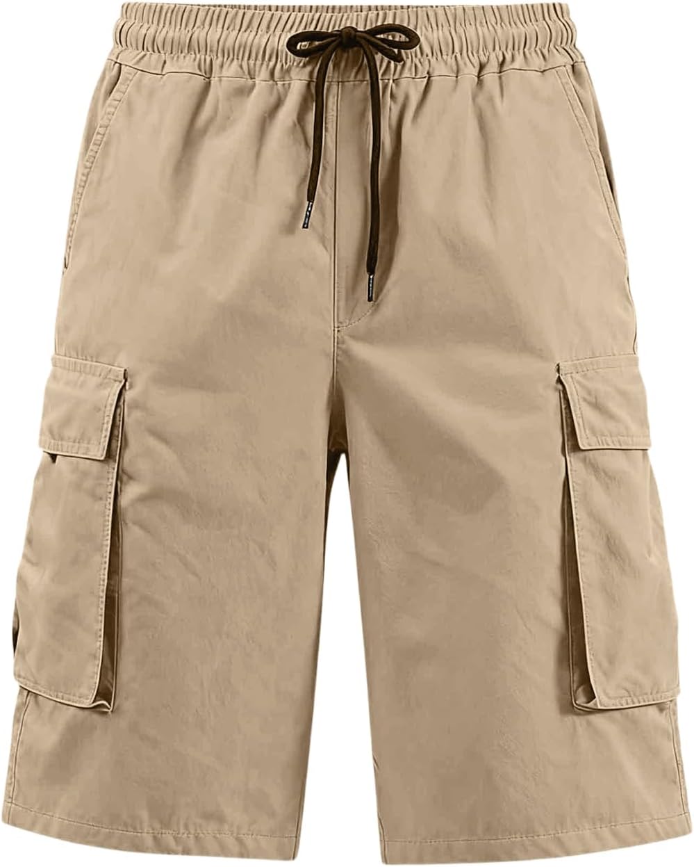 Twill Cargo Shorts for Men Casual Cotton Classic Bermuda Shorts with Pockets Drawstring Comfort Big and Tall Outfit