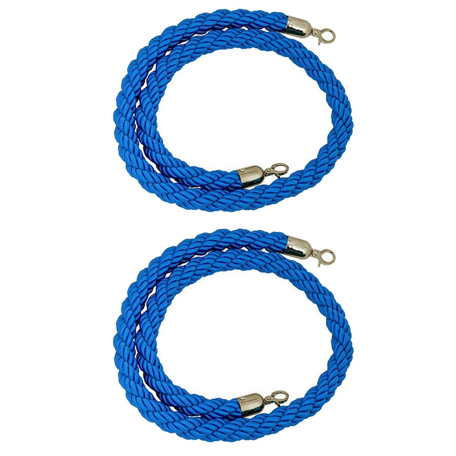 Blue - Cuerda de control de multitudes de 2,1 m, barrera de cola de cáñamo con mosquetón pulido, cuerda duradera para gestión de eventos para orientación de visitantes y soluciones de cola
