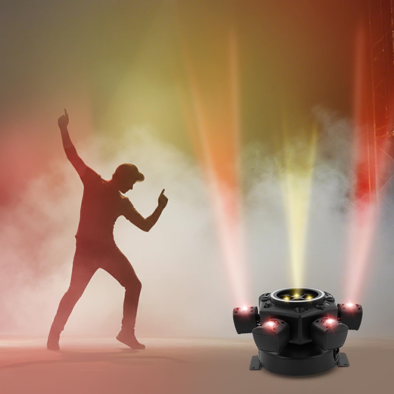 DJ Light Moving Head Bühnenlicht, 120W 6 Arms Beam Rotating Stage Lights | Wash Discolicht Partylicht, 0-100% Dimmung, Laser/Strobe, Support Remote & DMX-512 & Sound Activated 25CH für Club Weihnacht