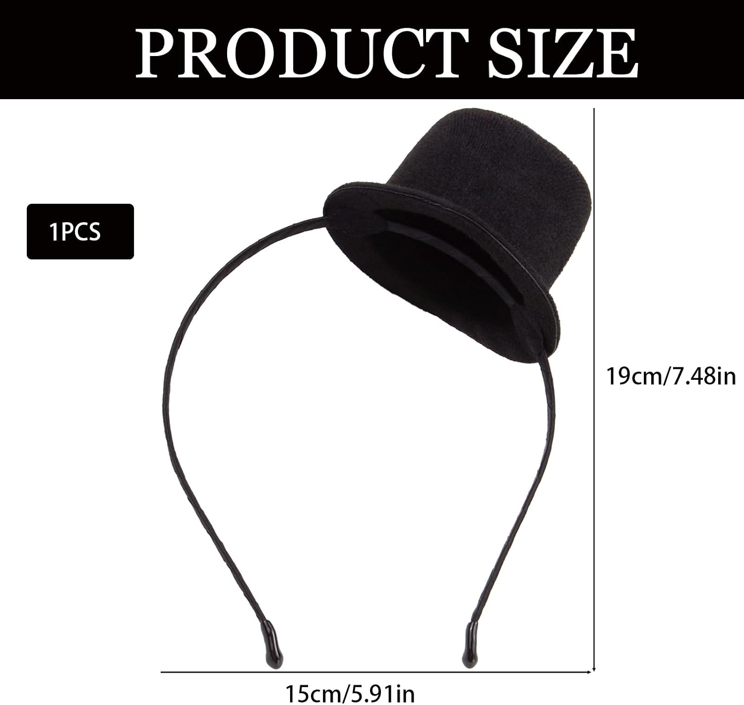1 Piece Mini Top Hat Headband Black | Small Cowboy Hat Style, for Men and Women, Halloween Decor