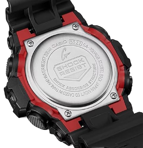 Casio Relógio masculino G-Shock Digital analógico preto pulseira de resina GA-700RGB-1ADR, preto, pu