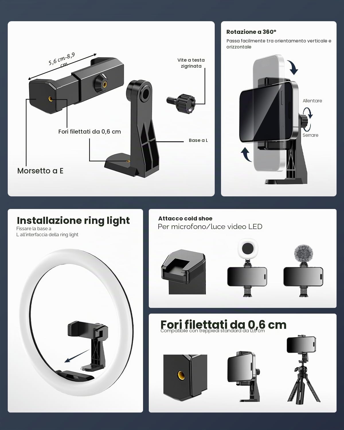 UBeesize - Anello luminoso da 30,5 cm con treppiede da 170,18 cm, per selfie, video e dirette streaming (YouTube, Instagram, Tik Tok), compatibile con telefoni, fotocamere e webcam