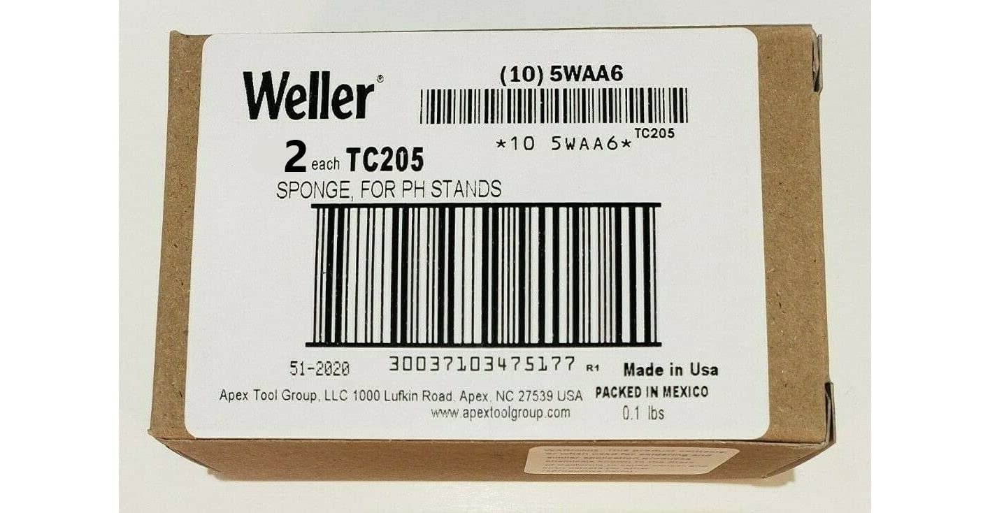 Weller TC205 ( PACK OF 2) Solder Tip Cleaning Sponge with Slits, 2-5/8" x 2-5/8 x 5/8"