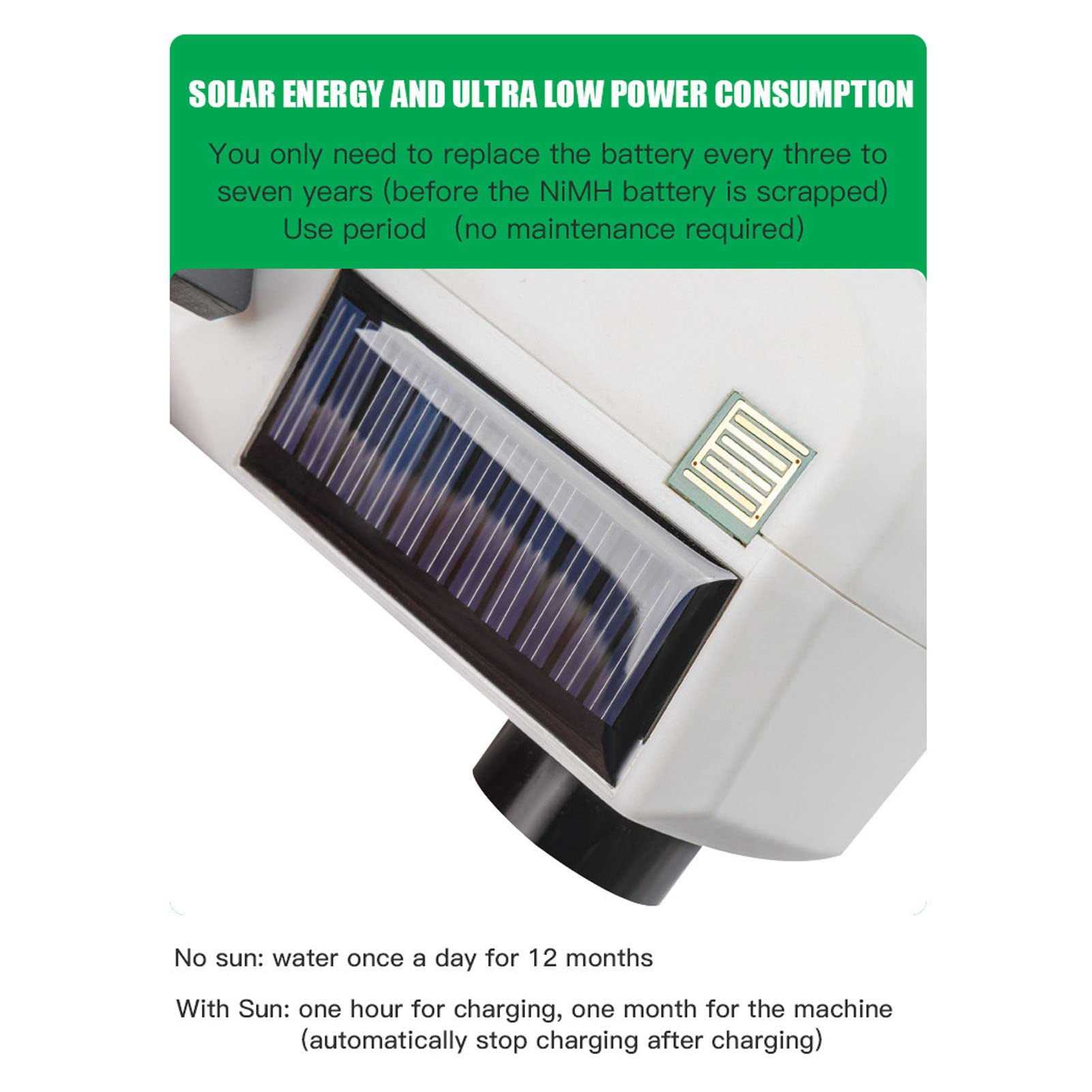 Alomejor Temporizador de Aspersor Solar Preciso con Sensor de Lluvia para Riego de Jardín, Temporizador de Manguera de Autoinspección Impermeable IP68 para Balcón, Patio, Material Plástico