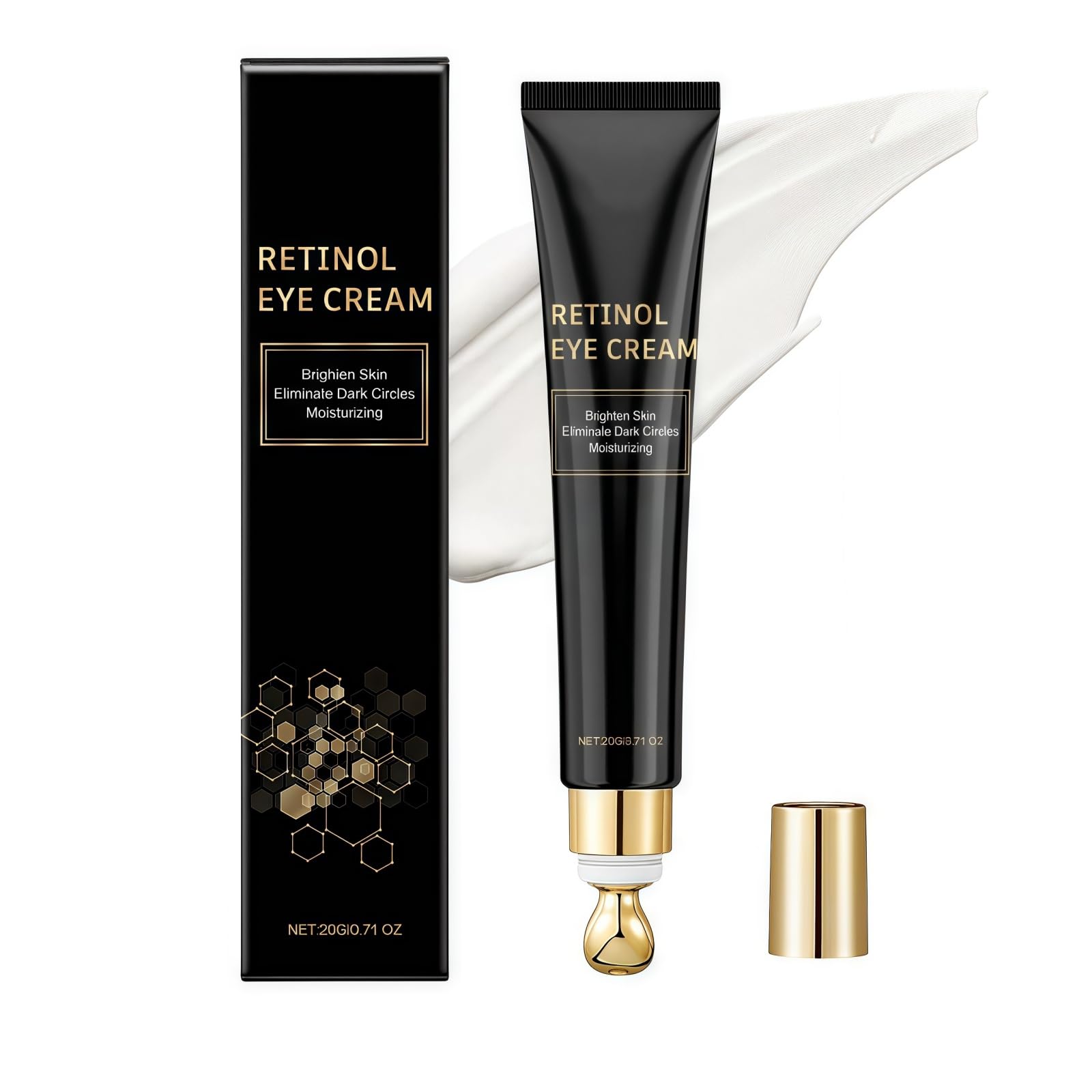 Eye Cream for Dark Circles and Puffy Eyes,Anti-Wrinkle under Eye Cream,Under Eye Cr-eam Anti Aging for Puffiness and Bags with 360°E-ye Roller Ball for Women & Men,Remescar E-ye Bags and Dark Circles