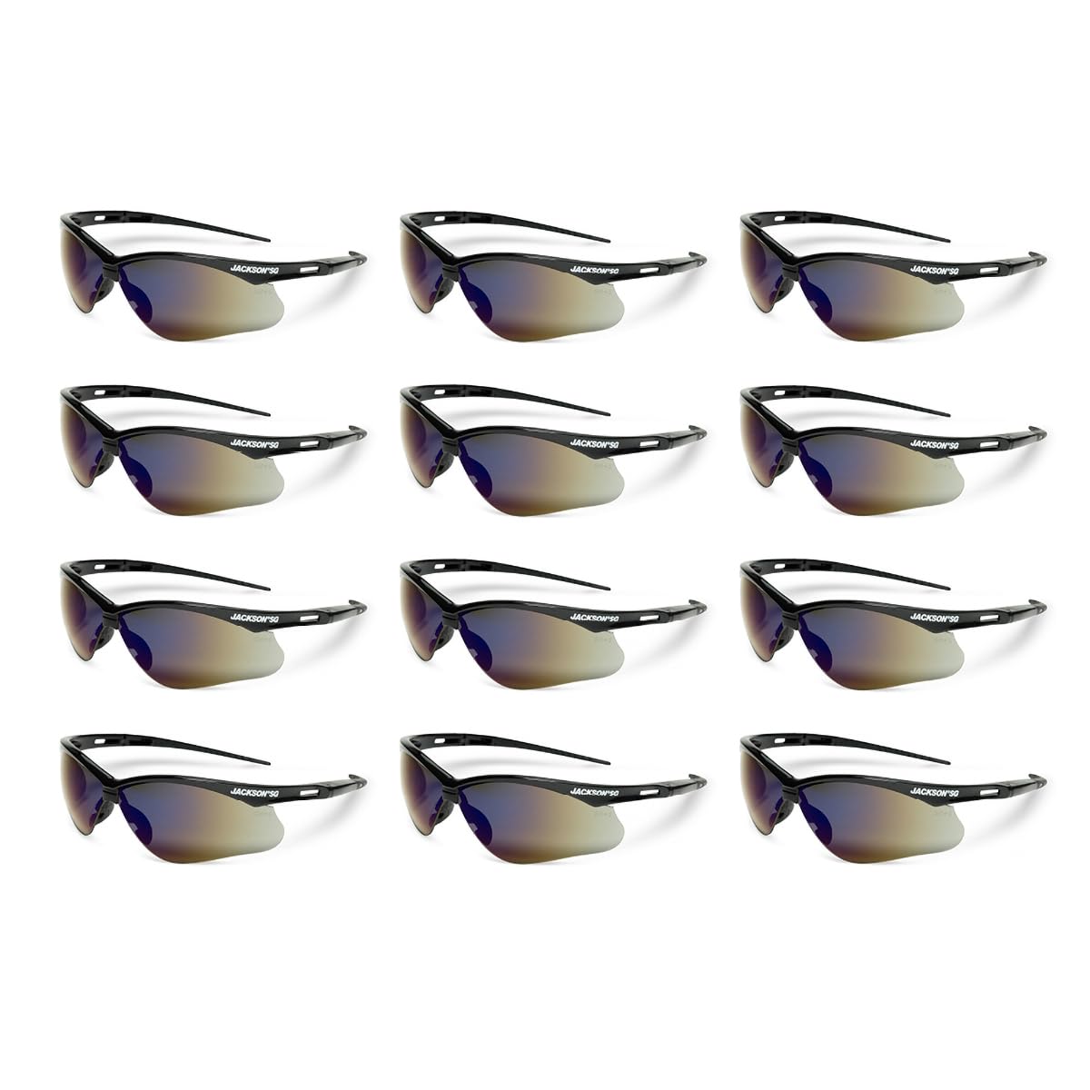 Jackson Safety Leichte ultrastarke Schutzbrille mit flexiblem Nasensteg, Anti-Kratz-Beschichtung, 12 Paar/Etui