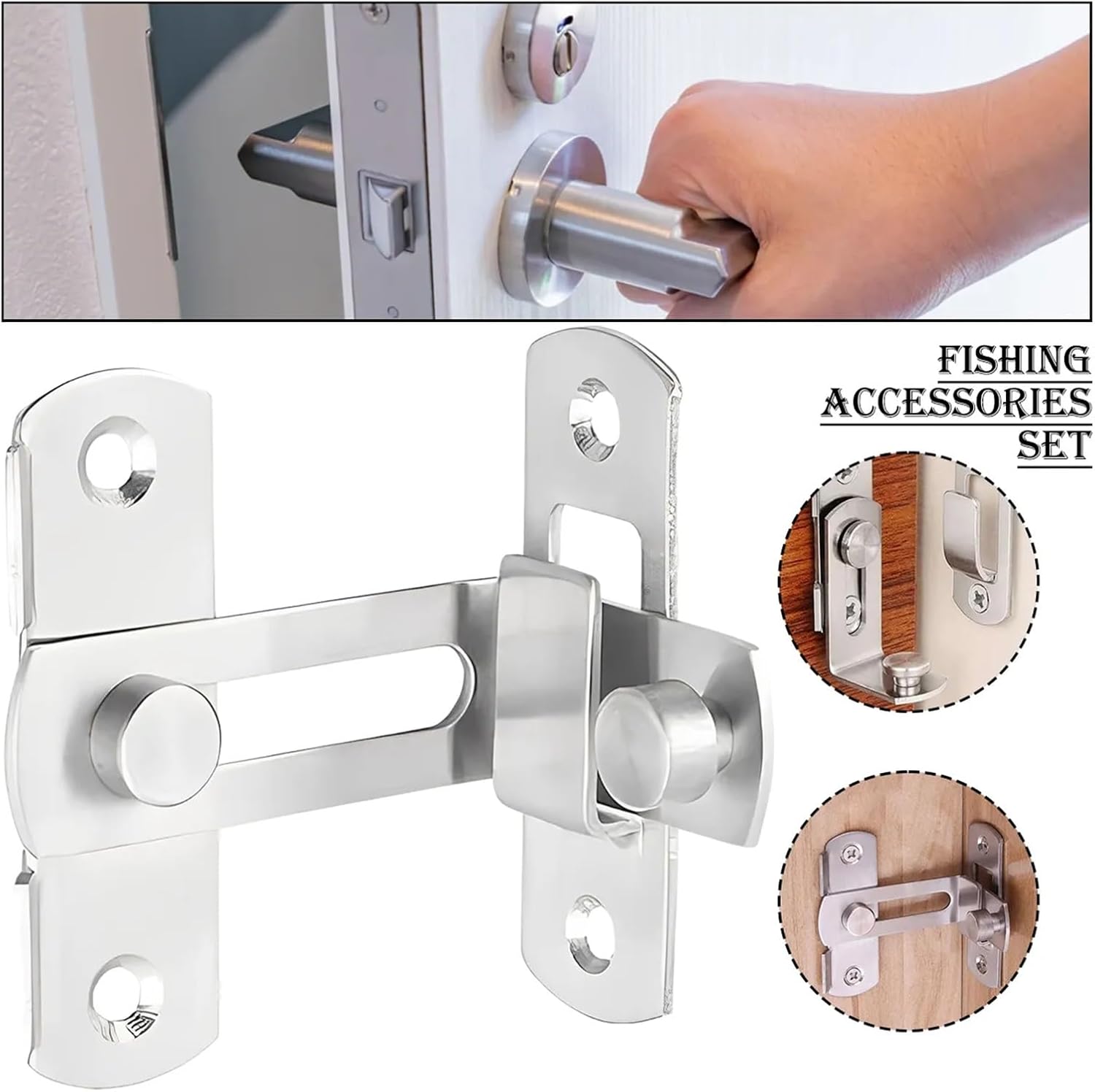 SBTRKT 1Pcs Door Lock 90 Degree Barn Bolt Cast Stainless Steel Hook Latch Window Cabinet Locks with Screws Right Angle Sliding Gate Lock (Color : Small Size)