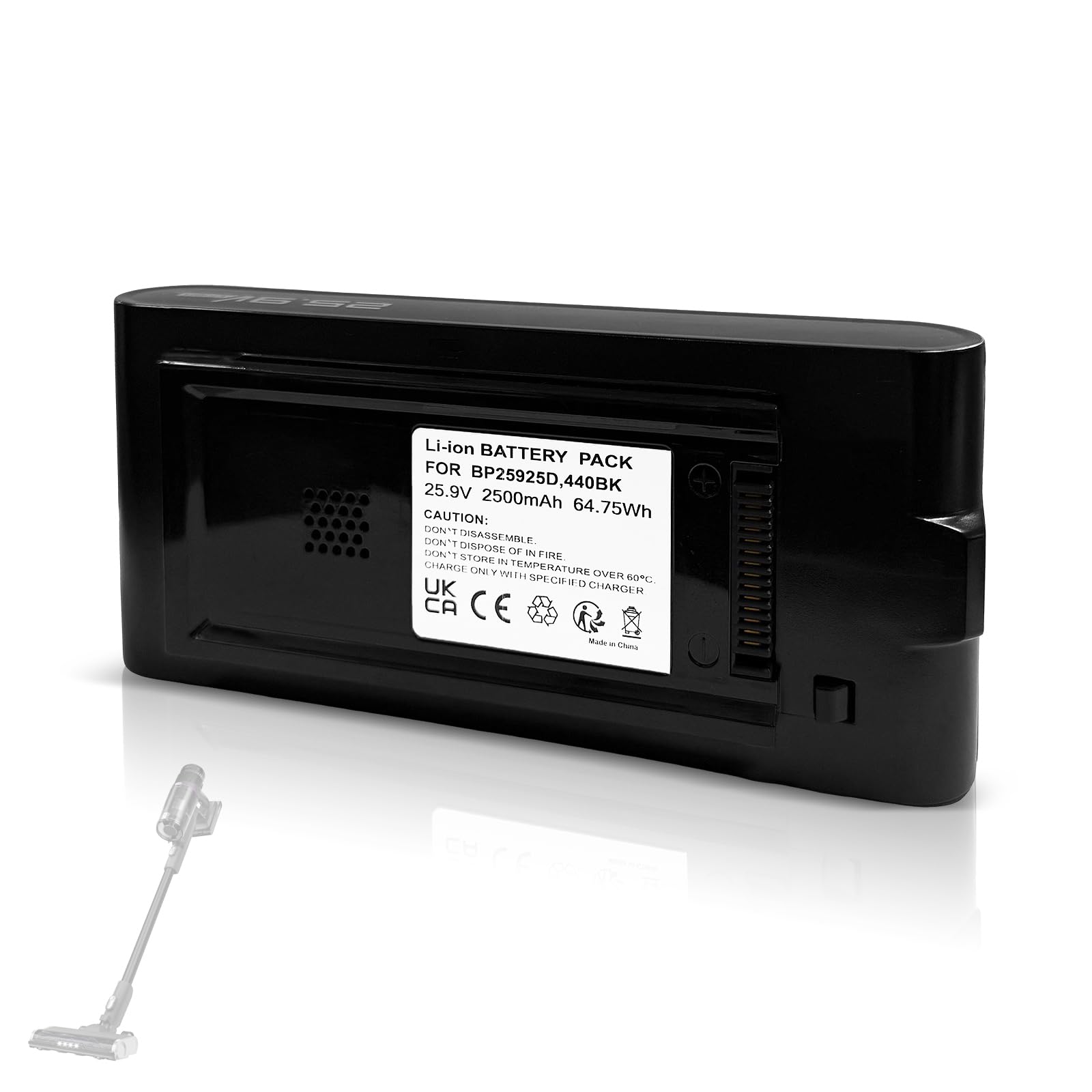 Replacement Battery for Eureka ReactiSense 440 Cordless Stick Vacuum Cleaner, Replacement for BP25925D Battery, 25.9V 2500mAh 64.75Wh